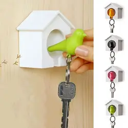 Wall Mounted Key Hanger Birdhouse Forma, Sparrow Key Holder, Likable decorativo plástico casa chaveiro, apito de pássaro