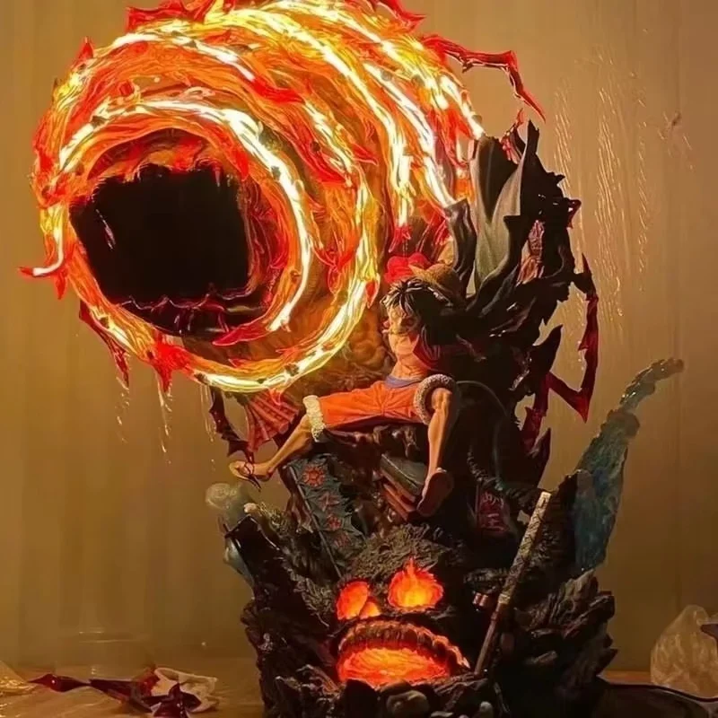 

One Piece Luffy Gear 3 Anime Figure 2025 New Hot Red Roc PVC Model Statue with LED Light Collectible Decor Birthday Gift Toy