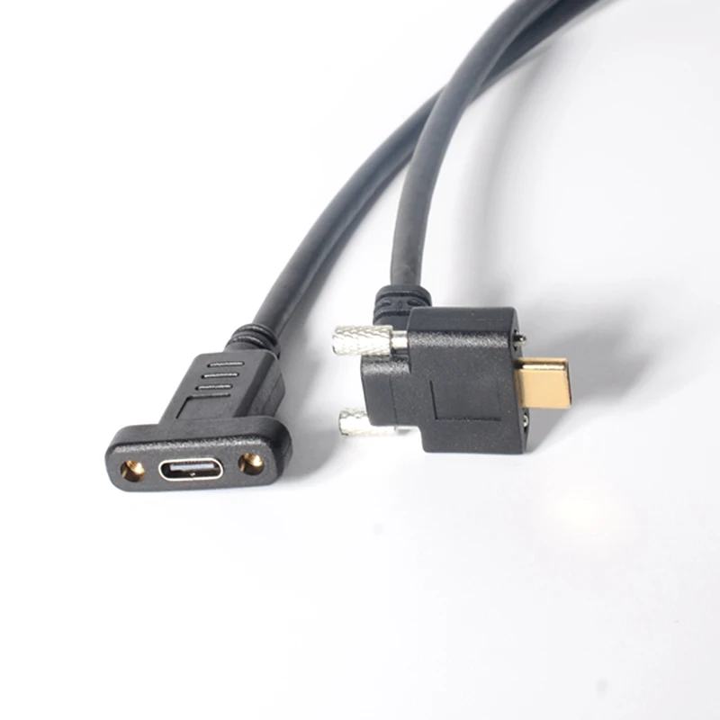 USB C to USB C Cable USB-C Elbow Dual Screw Locking USB3.1 Type-C Male to Male Female Industrial Camera Extension Cable
