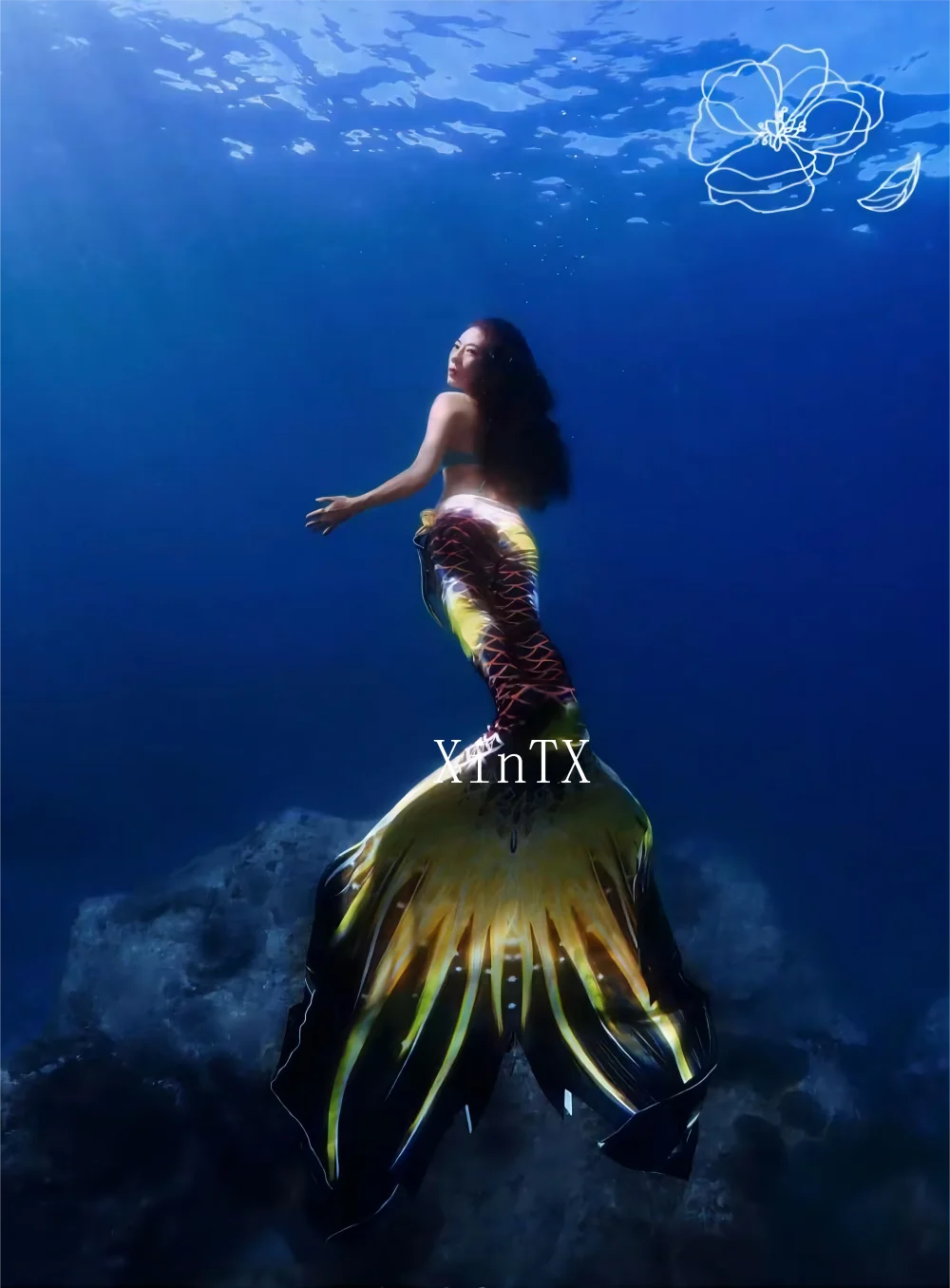HD Customized Super Big Mermaid Tail for Swimming Adult Add Monofin for Photo Shooting Sea King Diving Beach