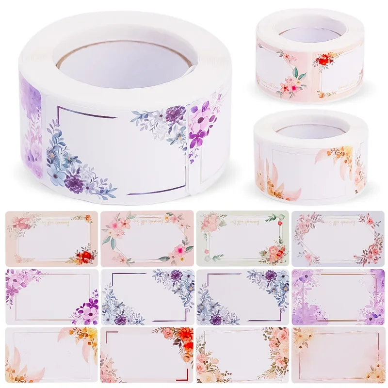 250pcs/roll Flowers Blank Labels Kitchen Handwritten Date Stickers Food Storage Sealing Sticker Gift Decoration Sticker 3*5cm