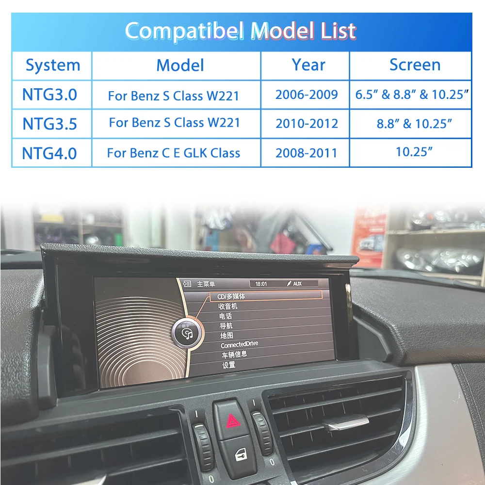 Wireless CarPlay NTG 3.0 3.5 4.0 For Benz W221 2006 07 08 09 10 11 12ys GLK C E Class Android Auto Mirror Link AirPlay Function