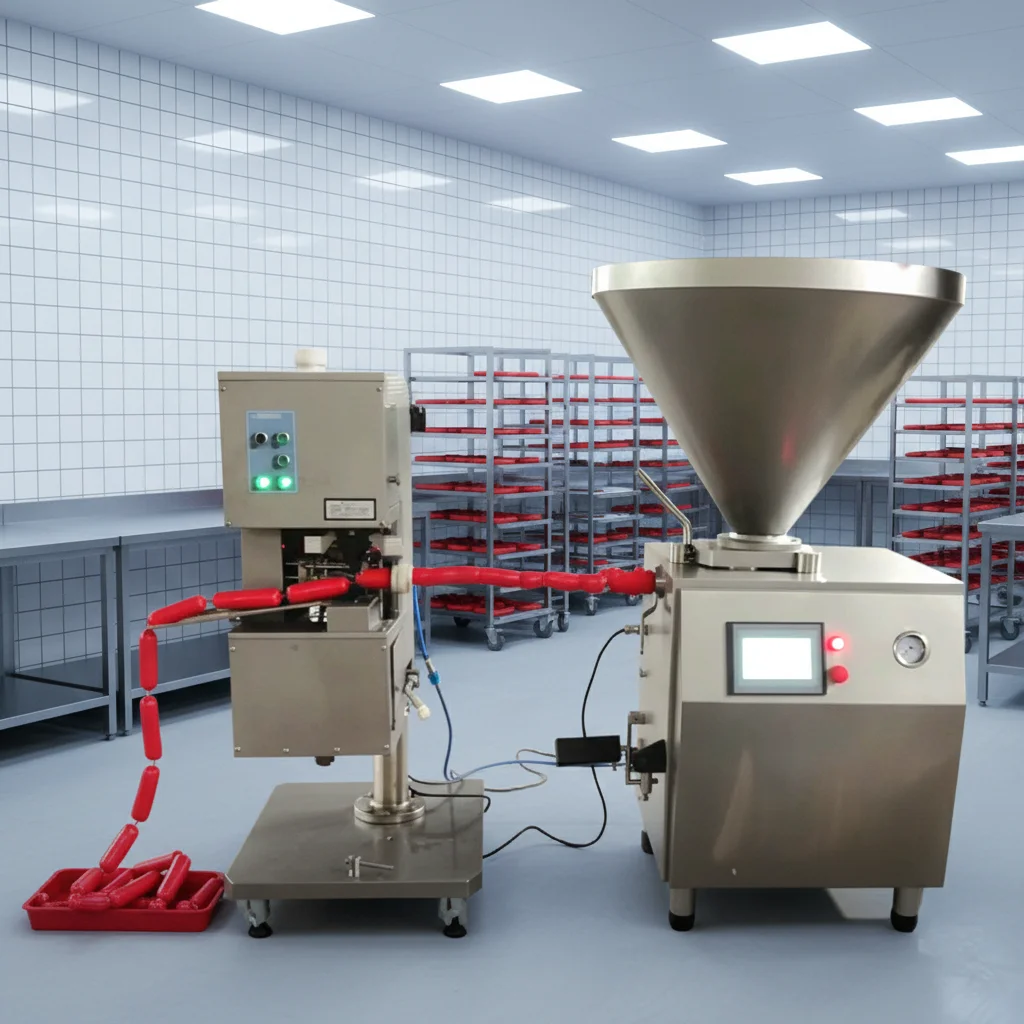 Fully Automatic Sausage Stuffer Filler For Ham Meat Quantitative Filling Machine 200-500kg/H Capacity Electric 380V/220V