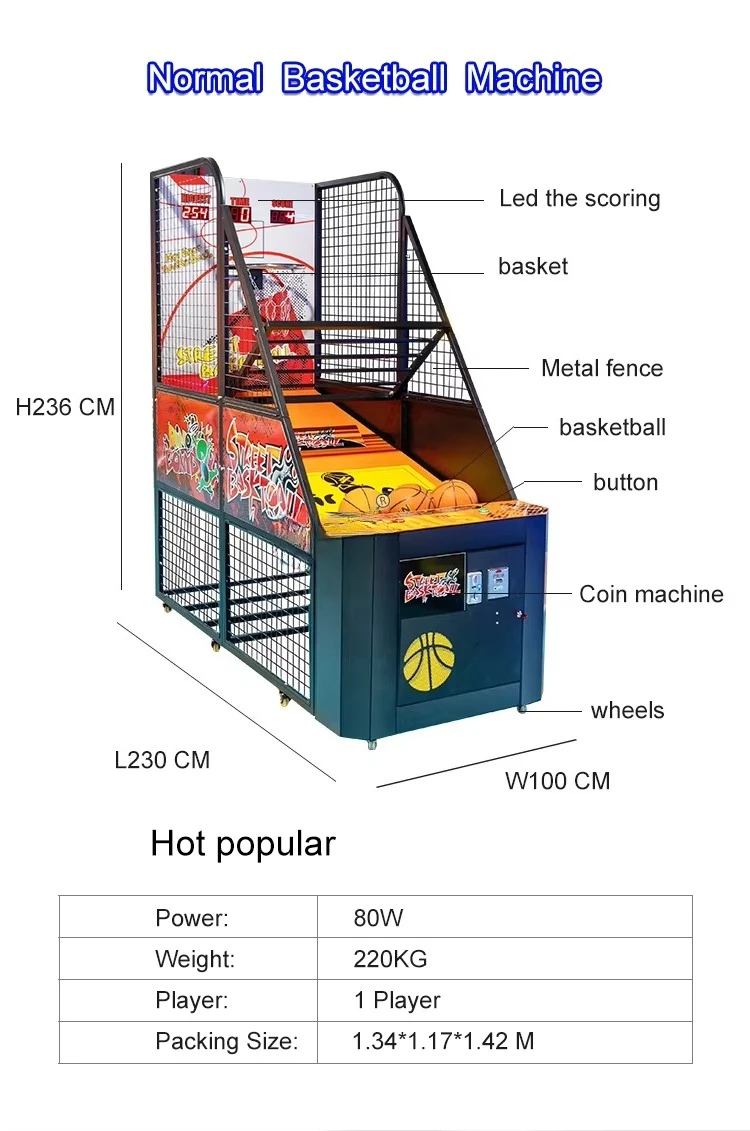 Coin Operated Game Arcade Basketball Machine Electronic Basketball Shooting Machine Gaming Machine