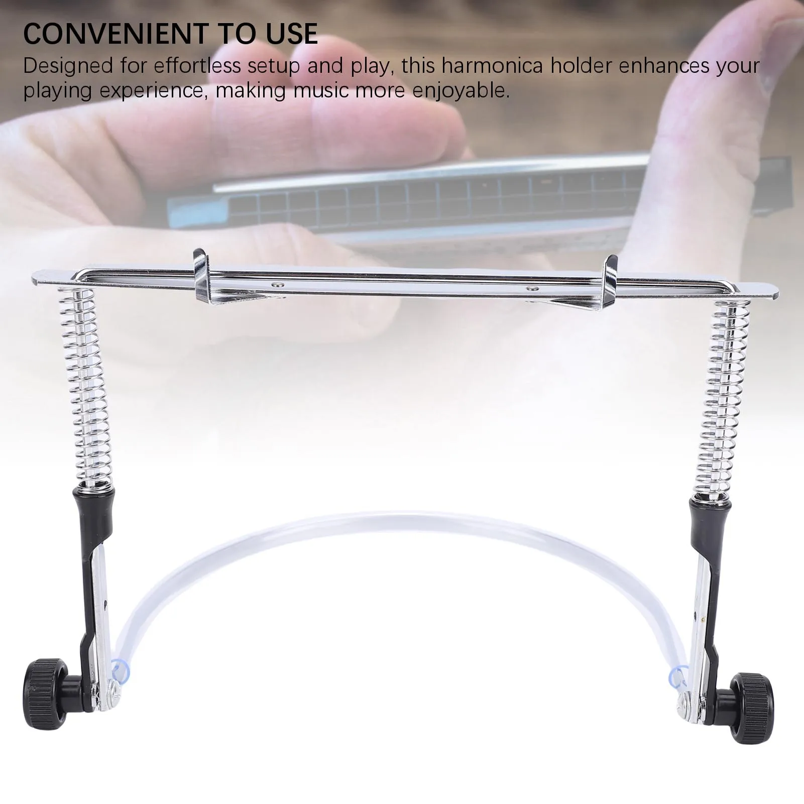 Harmonica Holder Adjustable Alloy Steel Professional Harmonica Neck Holder for 10 Hole 24 Hole Harmonicas Silver with Sticker