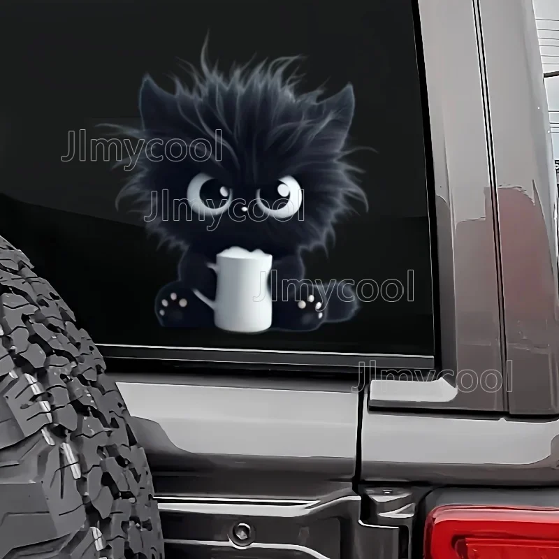 1Pc Cute Black Cat Vinyl Sticker Durable PVC Waterproof Self-Adhesive Sticker Suitable for Laptops Cars Motorcycles