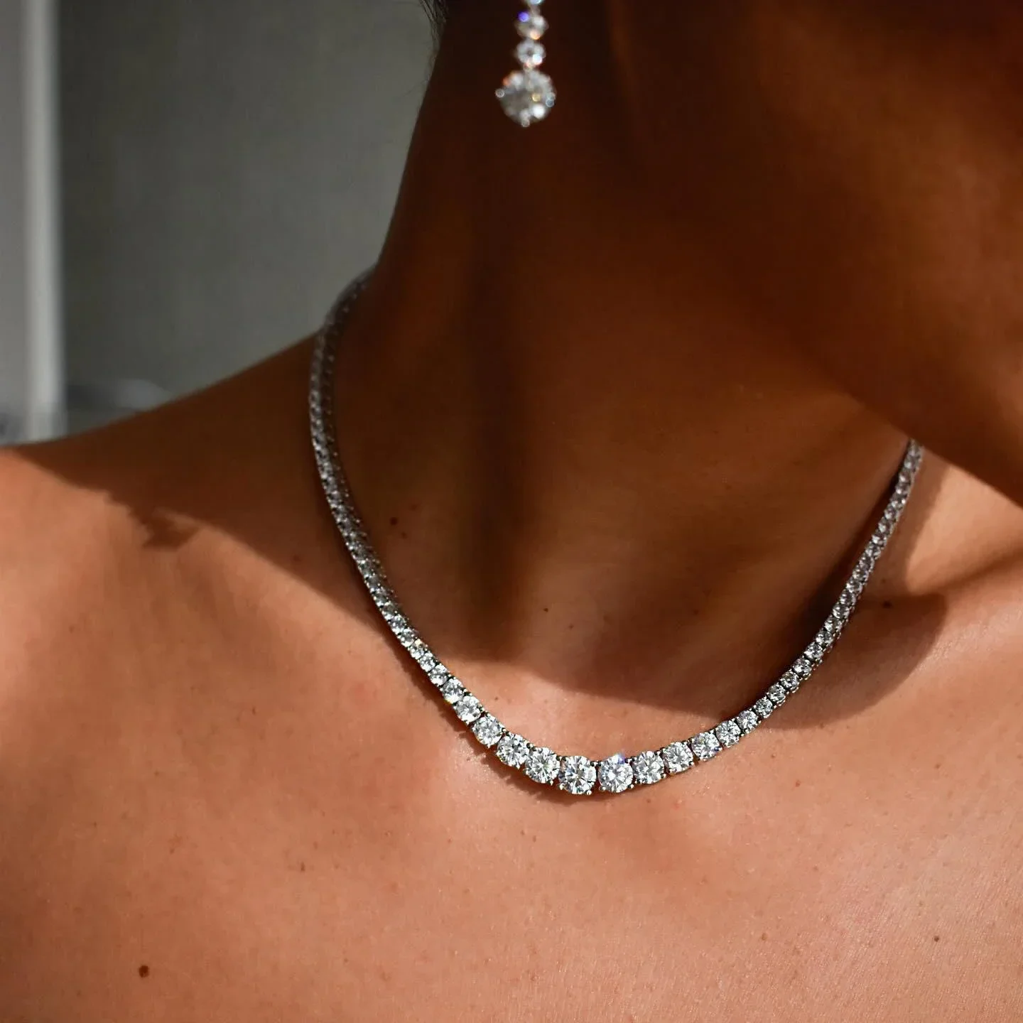 FCGJHW Gradient Moissanite Tennis Necklaces S925 Silver GRA Diamonds for Women Romantic Bridal Gifts Jewelry 2026