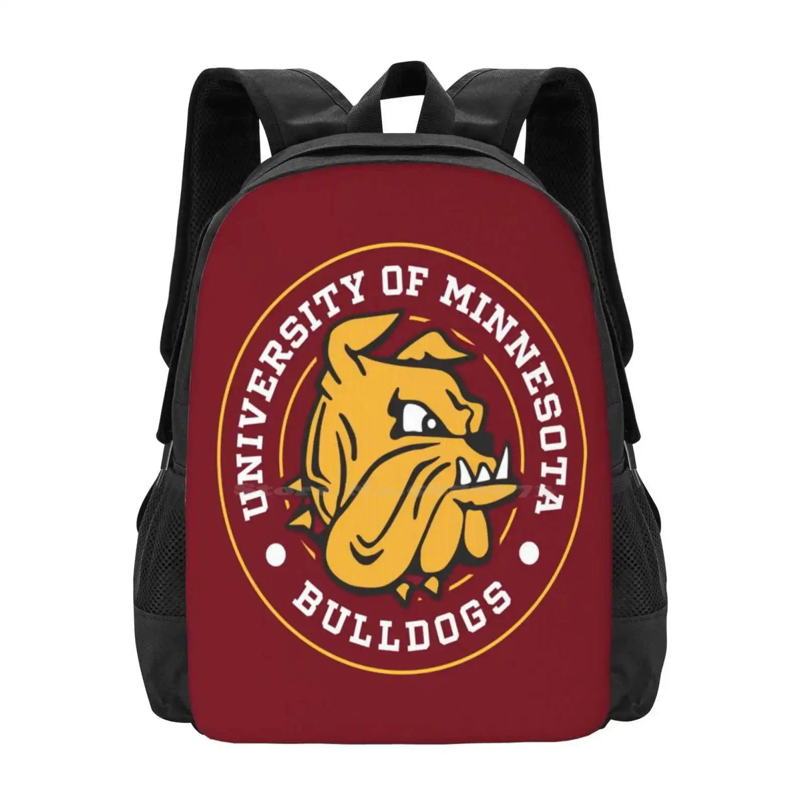 Bulldogs-Circle Design Hot Sale Backpack Fashion Bags Skiumah Ski U Mah Rowtheboat Row The Boat Twin Cities University