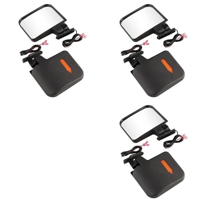 [NEW!ABKG】 6X Golf Cart Side Mirrors With LED Turn Signal Light For Club Car EZGO Yamaha And Others Golf Cart