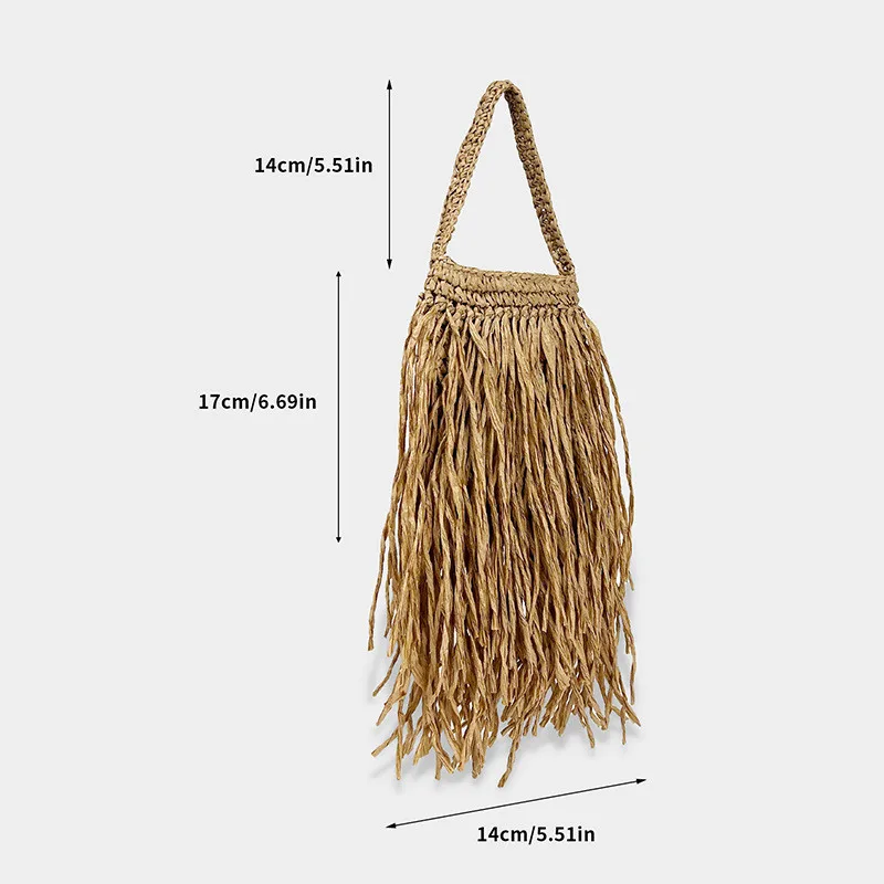 Bohemia Style Straw Bags for Women 2026 Summer Beach Bag Small Rattan Bags totes Purses Tassels Straw Handbags Ladies Travel Bag