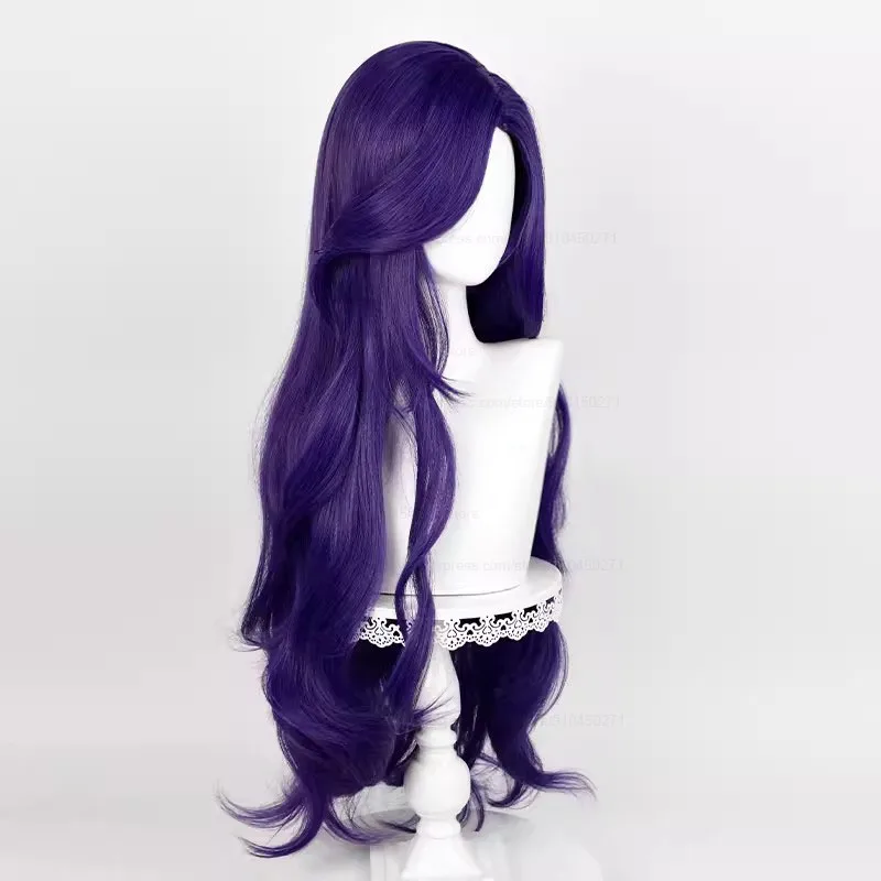 Rarity Cosplay perruque longue vague bouclée perruque violet foncé perruque Cosplay Anime Cosplay perruques résistant à la chaleur perruques synthétiques + bonnet de perruque