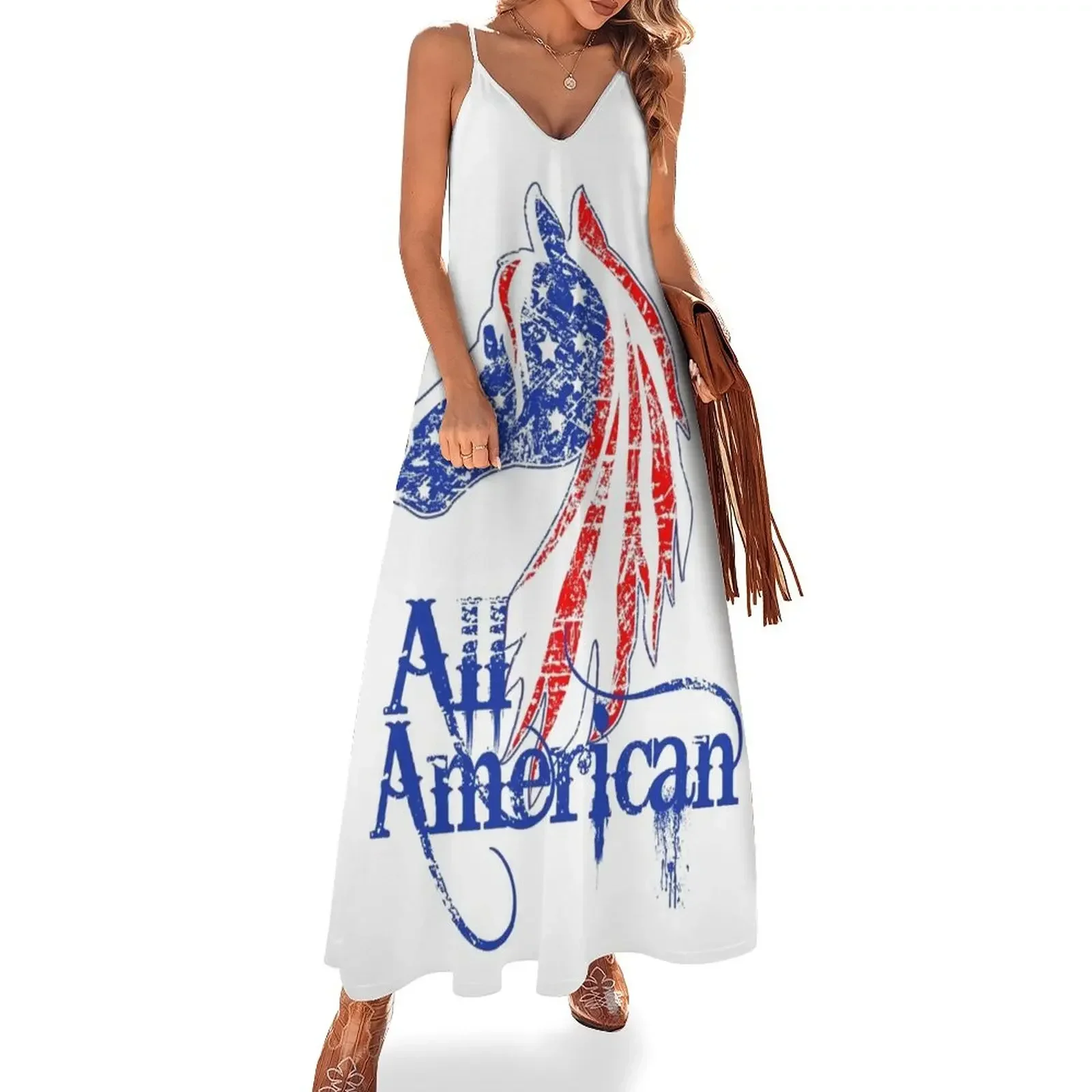 

All American | USA Patriotic Horse| NickerStickers on Redbubble Sleeveless Dress Elegant gown dresses for women Dress