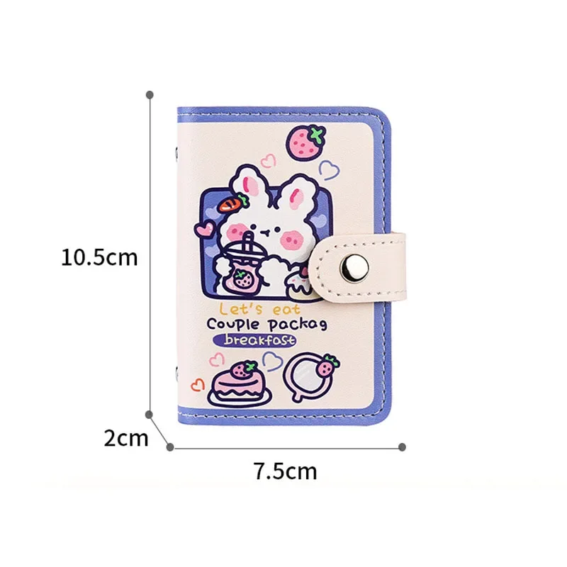 Student Cute Cartoon PU Function Card Case Women Business Card Holder Kawaii Credit Passport Card Bag ID Passport Wallet