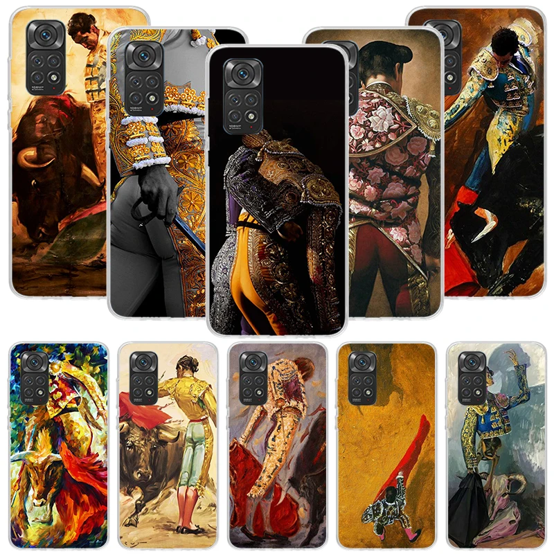

Чехол для телефона Bull Fighter Matador для Xiaomi Redmi Note 13 14 12S 12 11S 11E Pro Plus 10 10S 11 11T + 14Pro 5G 4G Cover
