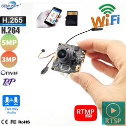 Wifi 3MP 15fps 5MP 30FPS Real Time AI Ultra Low-illumination Wireless IP Camera Module RTMP RTSP With SD Card Slot P2P Onvif