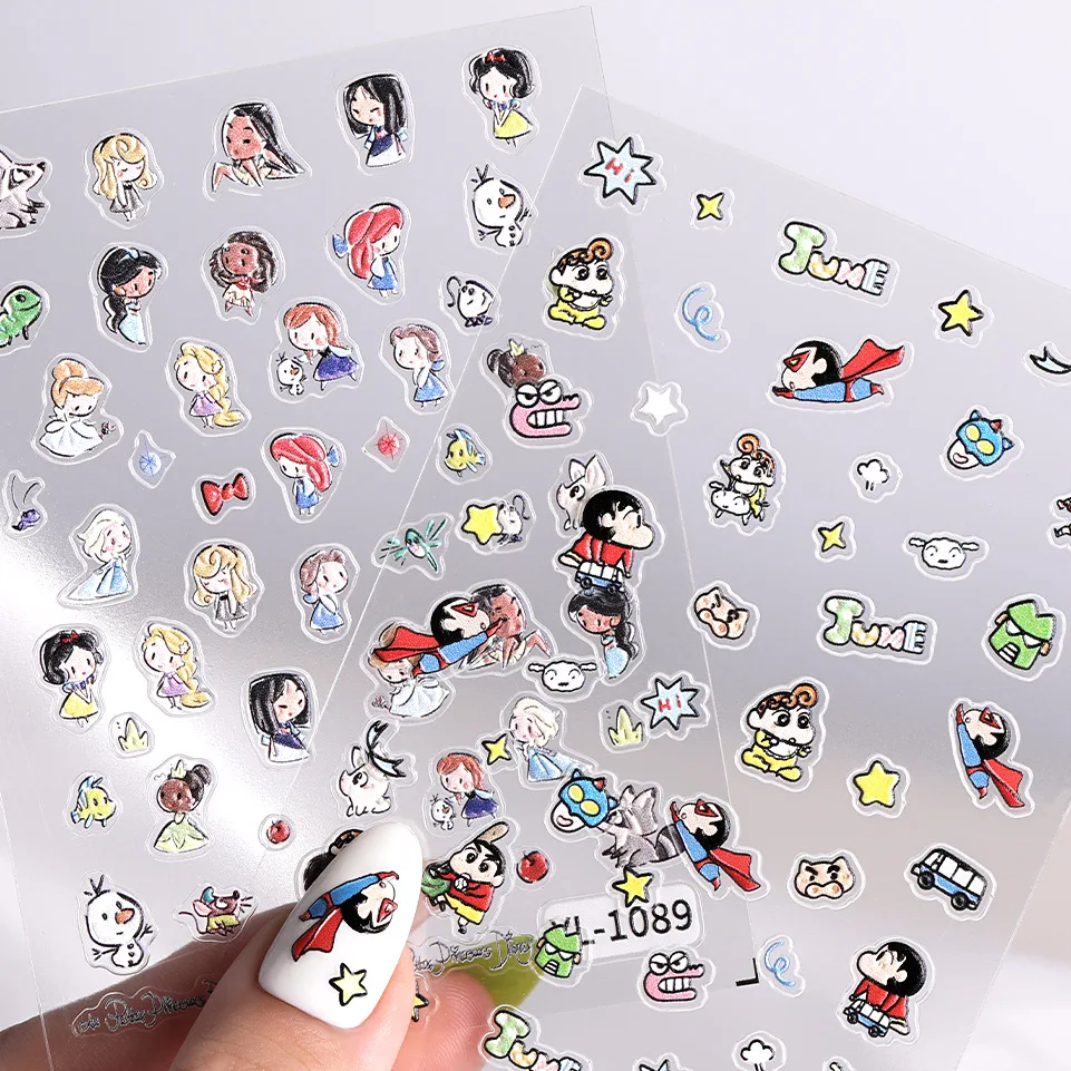 Crayon Shin-chan Cute Anime Character 5D Nail Art Accessories Cartoon Little Girl Art Stickers Supplies Nail Art Accessories