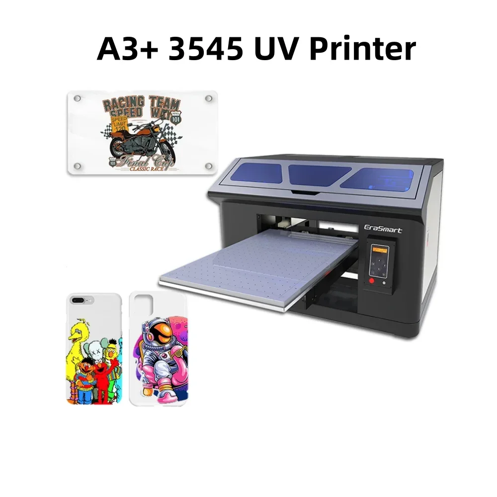 Mini 3D A3+ 3545 UV Printer Digital LED Inkjet Printers Acrylic Phone Case Mug Bottle Logos Sticker DTF Flatbed T-shirt Printer