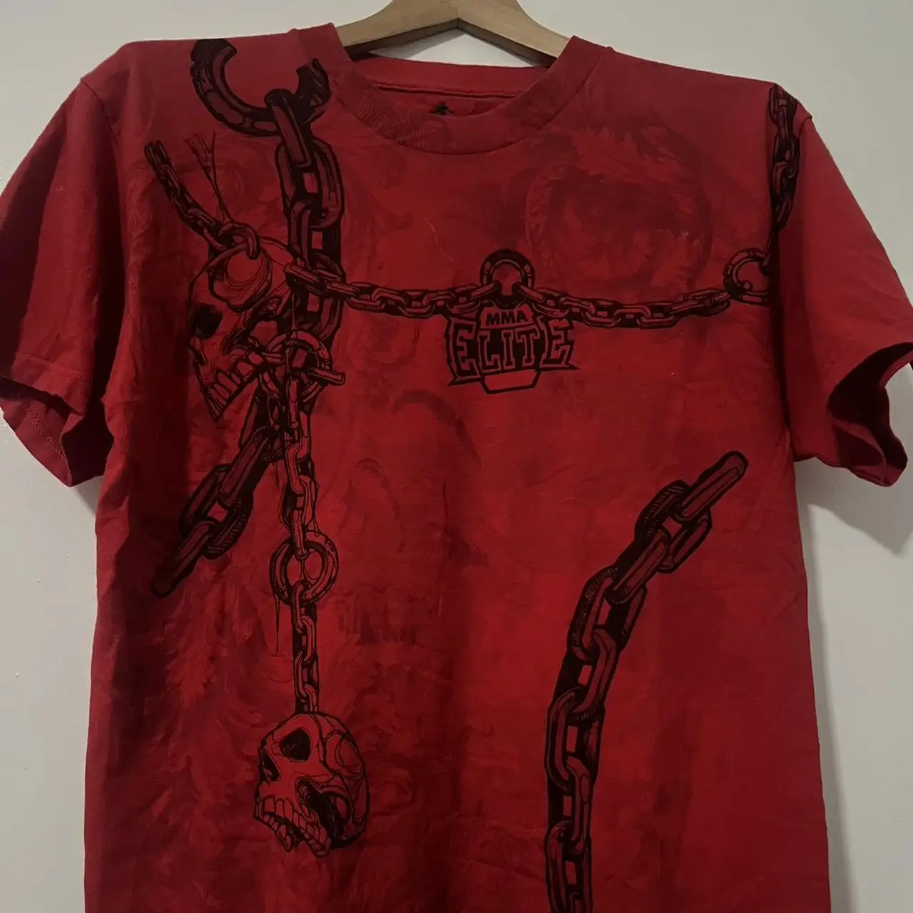 

Модная красная футболка 90-х годов MMA Elite Skull Chains Y2K Мужская негабаритная модная мужская футболка Millennium с короткими рукавами Одежда для пар redtube