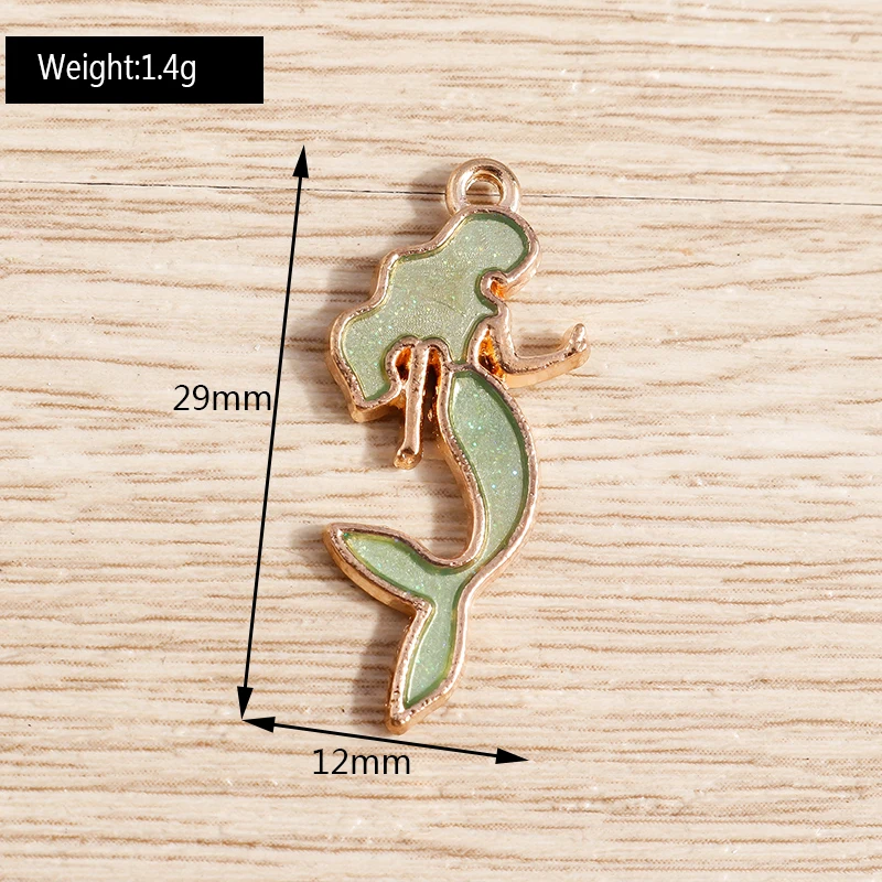 10 Stück Niedliche Meereslebewesen-Anhänger aus Emaille, Meerjungfrauen- und Muschel-Anhänger für Schmuckherstellung, Ohrringe, Halsketten, DIY-Bastelzubehör – Detail 6