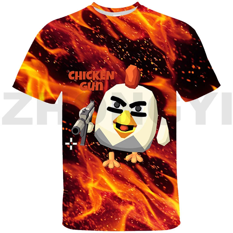 Trendy Chicken Gun 3D T Shirt Teens Chicken Gun Game Graphic T Shirts Sport Leisure Tees Tops Kids Anime Clothes Short Sleeve