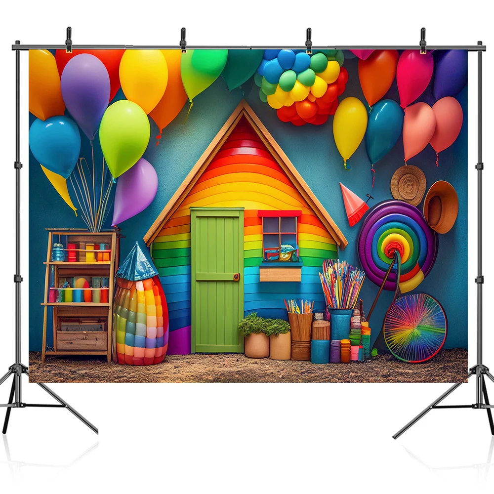 Bonvvie Photography Background Colorful Balloon Baby 1st Birthday Party Decoration Banner Photobooth Backdrop for Photo Studio