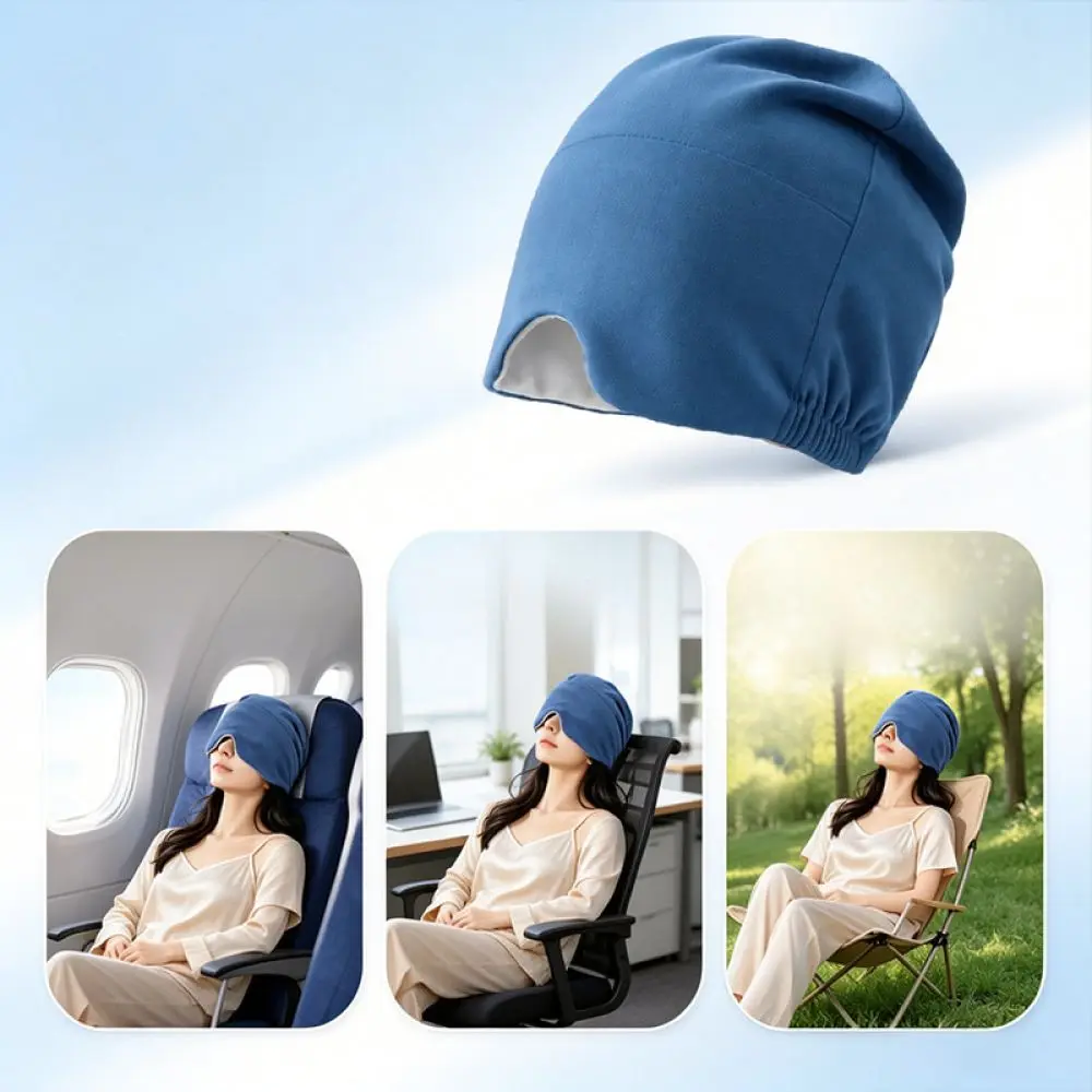 Full Coverage Sleep Hood Weighted Eye Mask Plush Head Warmer For Nap Travel Relaxation Comfortable Shade Product
