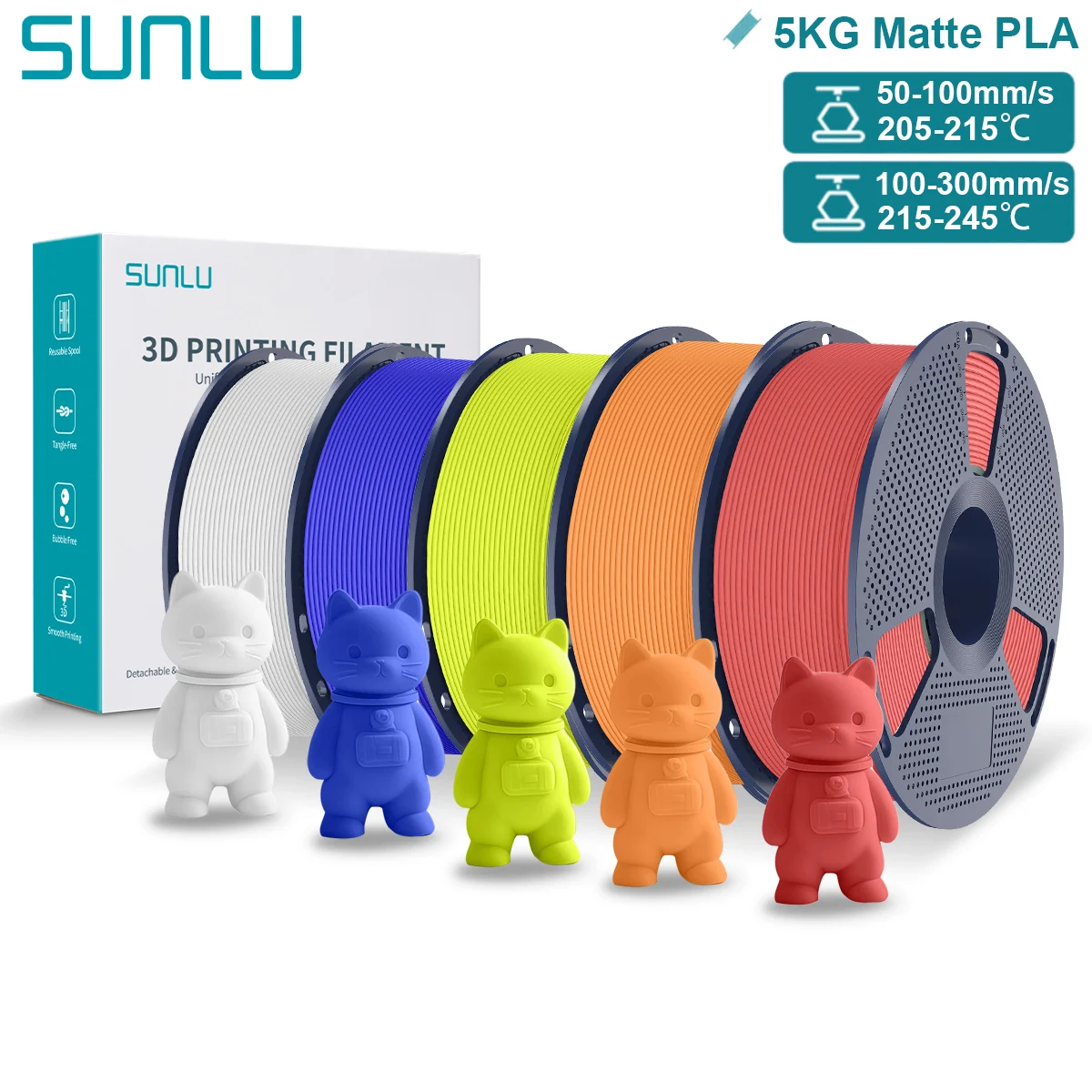 Image of Filamento SUNLU PLA Opaco per Stampanti 3D FDM 1.75 mm Avvolto Ordinatamente PLA con Superficie Opaca Facile da Usare Compatibile con la Maggior parte delle Stampanti cod004