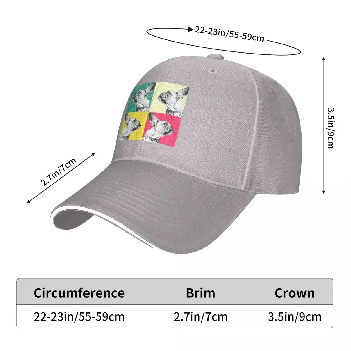 French Bulldog Cap Fashion Casual Baseball Caps Adjustable Hat Hip Hop Summer Unisex Baseball Hats Polychromatic Customizable