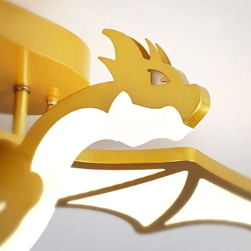 Modern Ceiling Chandelier Golden Dragon LED Lights Children Creative Bedroom Lamp Study Restaurant Room Decoration Ceiling Light