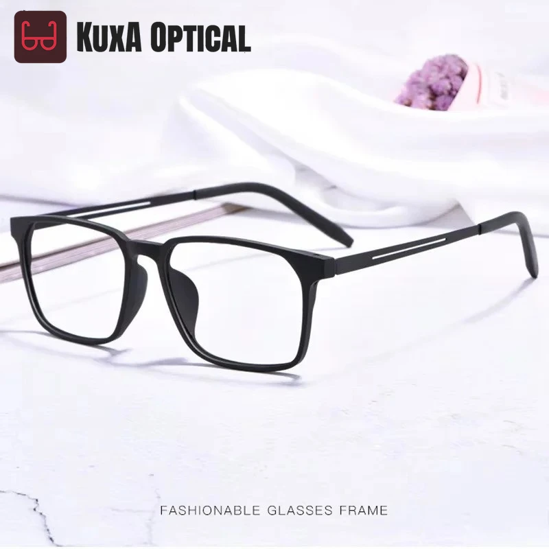 

KUXA TR90 гибкая оправа для очков, мужские титановые дужки, модные легкие квадратные оптические линзы по рецепту, очки для женщин
