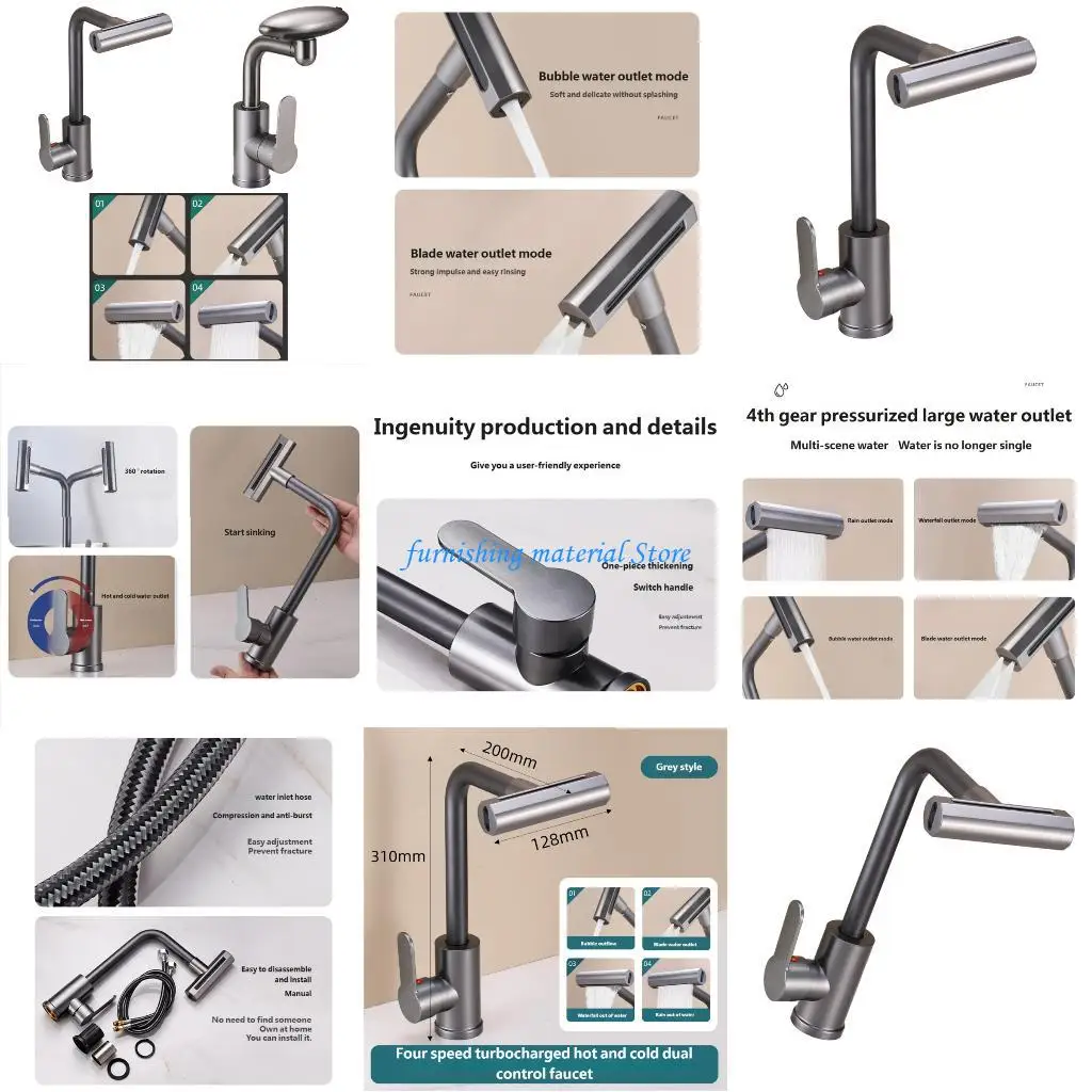 

Y5GD 360 Swivels Spouts Kitchen Sink Faucet Corrosion Resistant Simple Installation