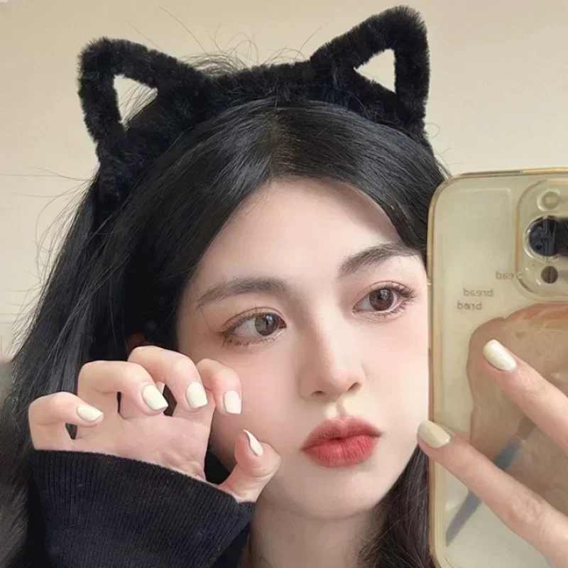 Cat Ears Headband para Mulheres, Cartoon Plush Hair Band, Anime Cosplay, Bonito Headware, Face Wash, Acessórios para Cabelo, Meninas