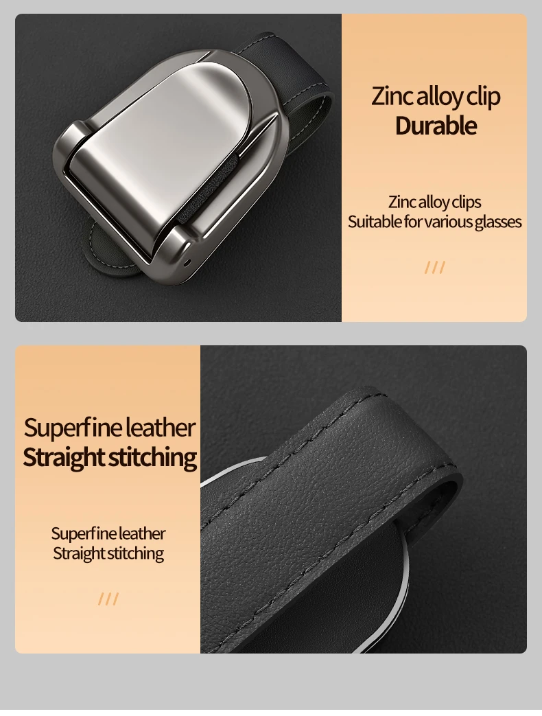 Luxuriöser Brillenhalter aus Legierung für das Auto, Brillenaufbewahrungsclip für den Autoinnenraum, Organizer-Zubehör, Karten- und Sonnenbrillenhalter – Detail 14