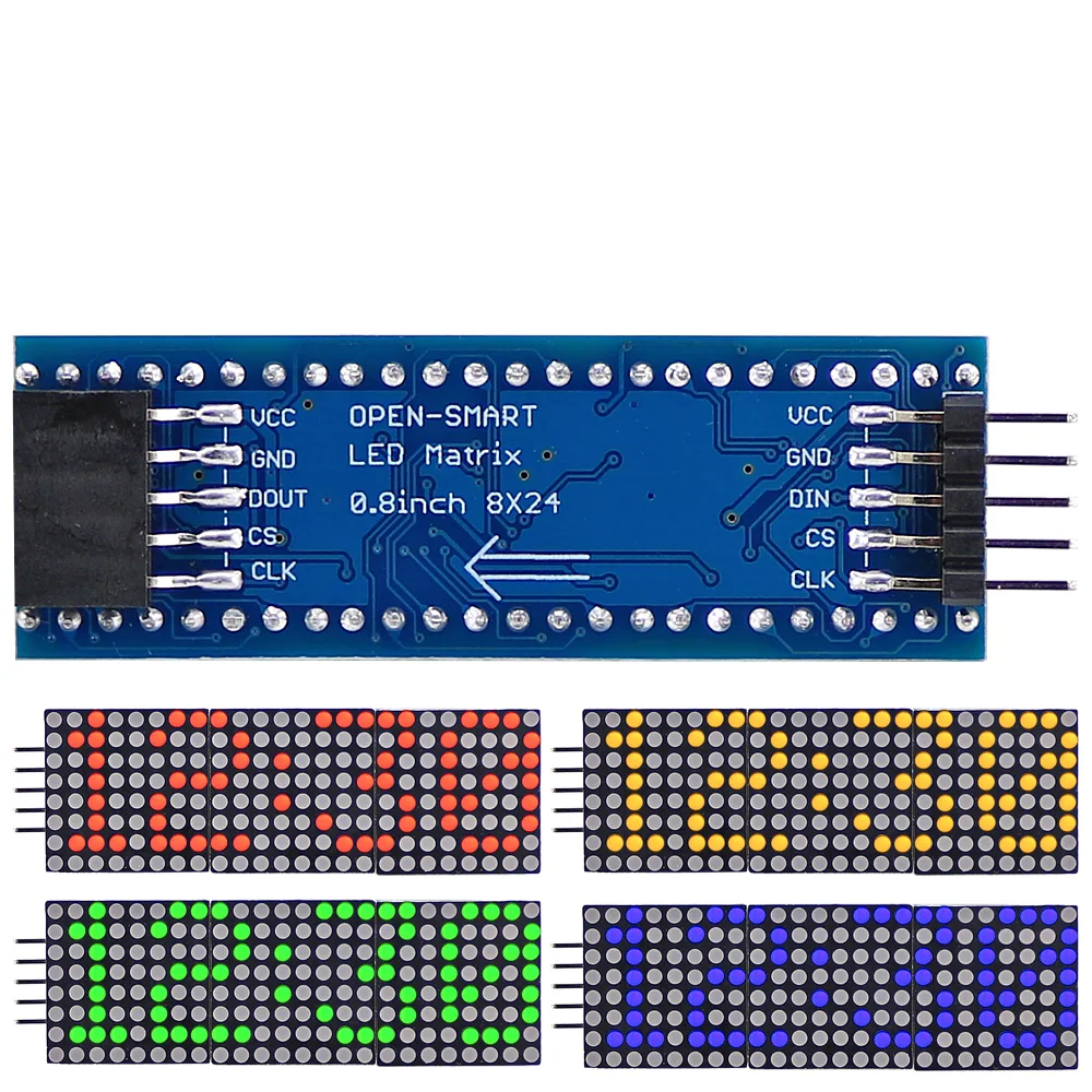 Red /Yellow /Green /Blue LED Dot Matrix 0.8 inch 8 * 24 Cascadable Display Module Driver IC MAX7219 with SPI Port for Arduino