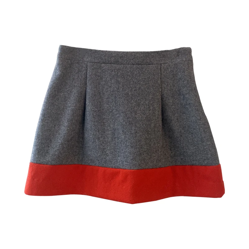 

Warm Faionable Woolen Skirt A-Line Slimming Versatile High Waist Zipper Design Pure Color Commute Sle Winter Collection
