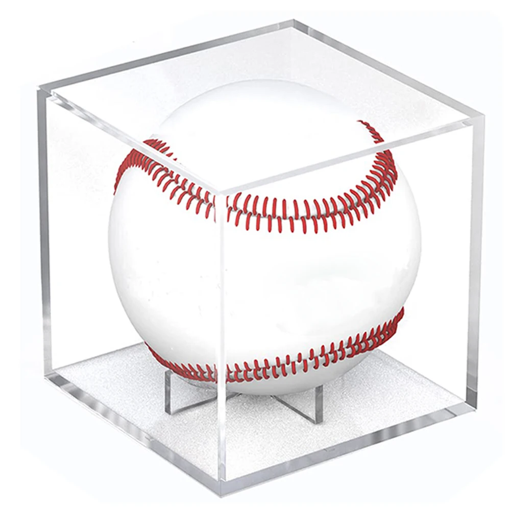 Clear Baseball Holder Box Acrylic Transparent Baseball Showcase Square Dustproof UV Protection Perfit For Memorable Collection