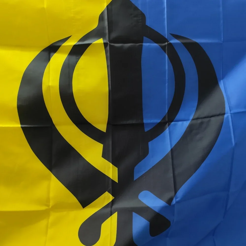 Khalistan Flag for Decoration, Hanging for Home, India, Sikh, Polyester, 90X150cm