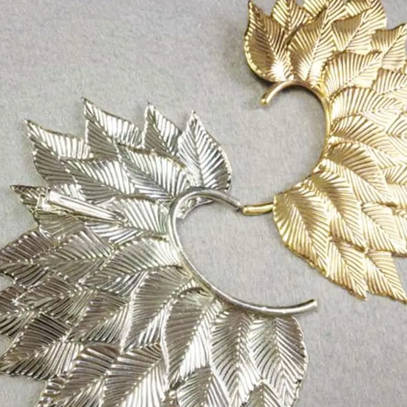 ZB Personalized Big Leaf Earring Cuff Gold Silver Color Ears Clips Non Piercing One Side Bib Fashion Jewelry Decor Gift Ins