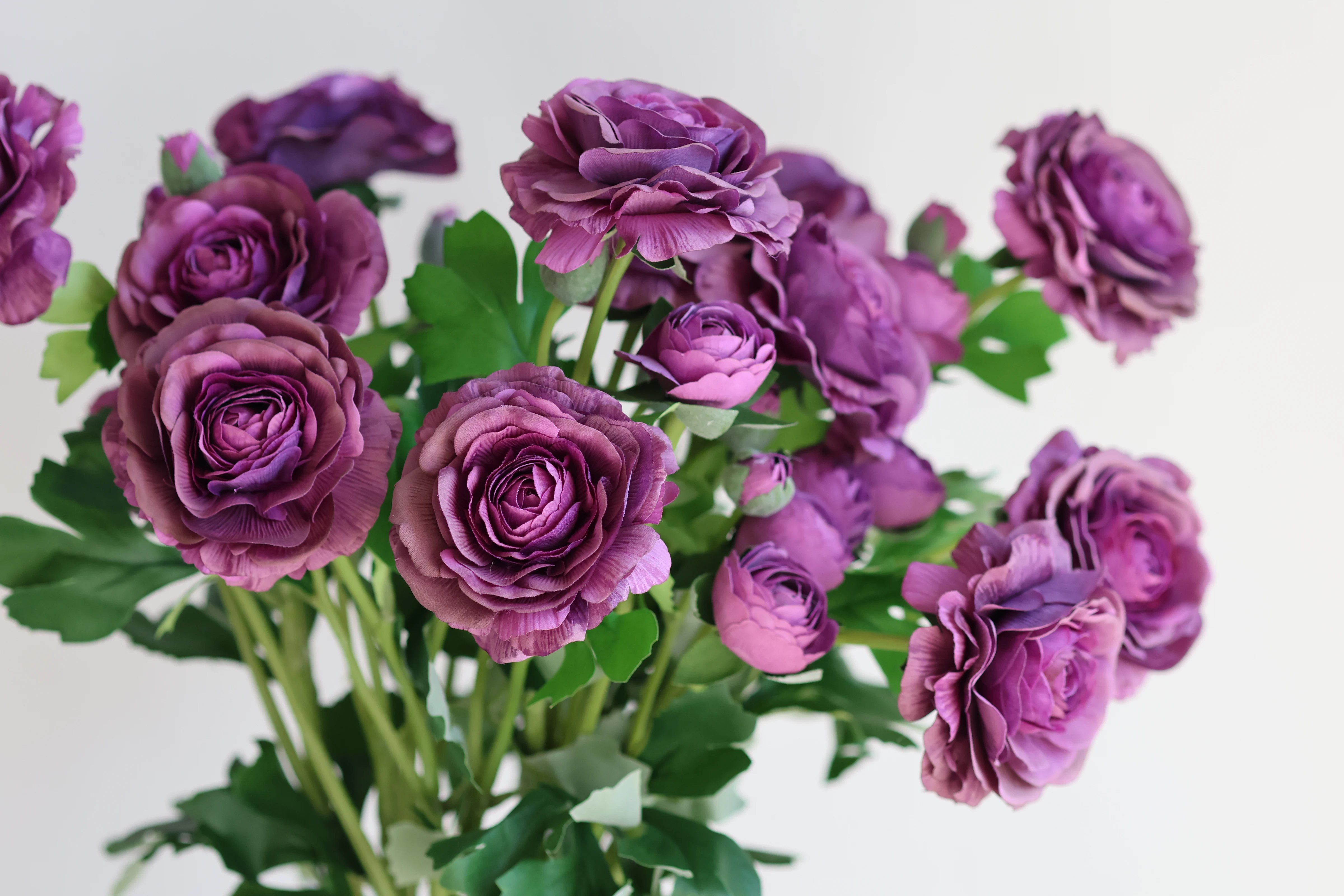 Real Touch Faux Dark Purple Ranunculus, Spring Summer Handmade/Wedding/Home/Kitchen Decors, DIY Bouquet/ Florals/Centerpieces