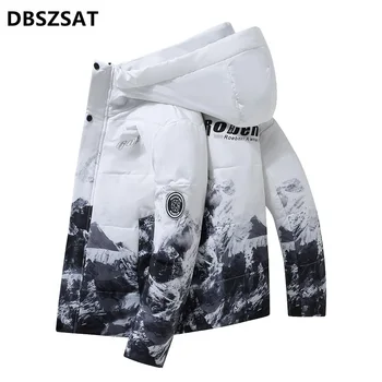 メンズホワイトダックダウンジャケット,フード付きコート,厚手のパーカー,アウトドアコート,暖かい,無地,冬,2022