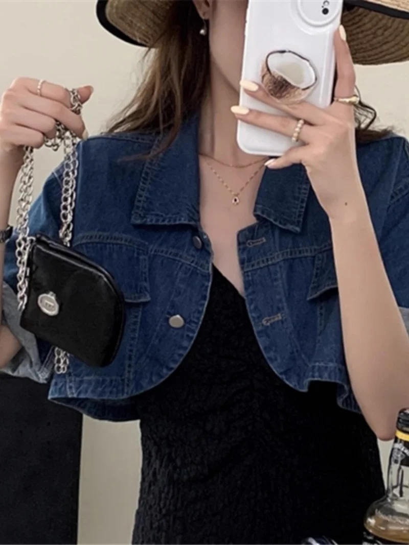 Korean Design Short Shawl Summer Denim Fashion Versatile Streetwear Coat Trendy Top w077