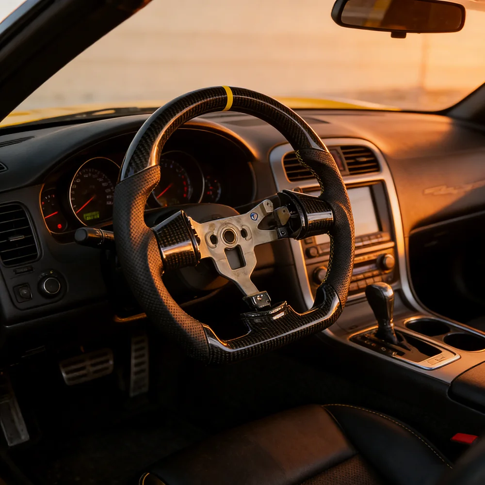 For Corvette C6 Good Quality New Design Carbon Fiber Steering Wheel Customized Sports Style Auto Interiors Parts view 2