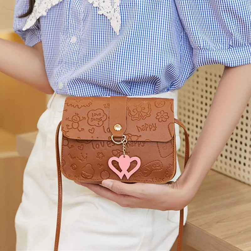 Women Fashion Messenger Bag PU Leather New Trend Female Casual Embossed Small Square Crossbody Shoulder Bags Mini Handbag