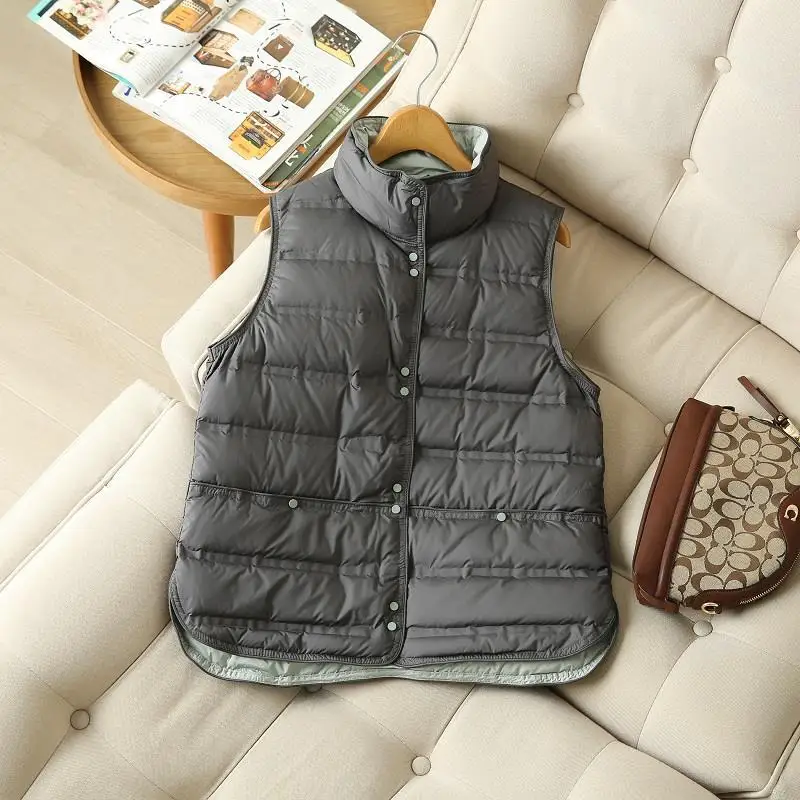 Autumn Winter Women Bigsize Down Waistcoat Jacket Parkas Warm Light Thin White Duck Down Vest Coat Female Sleeveless Short Tank