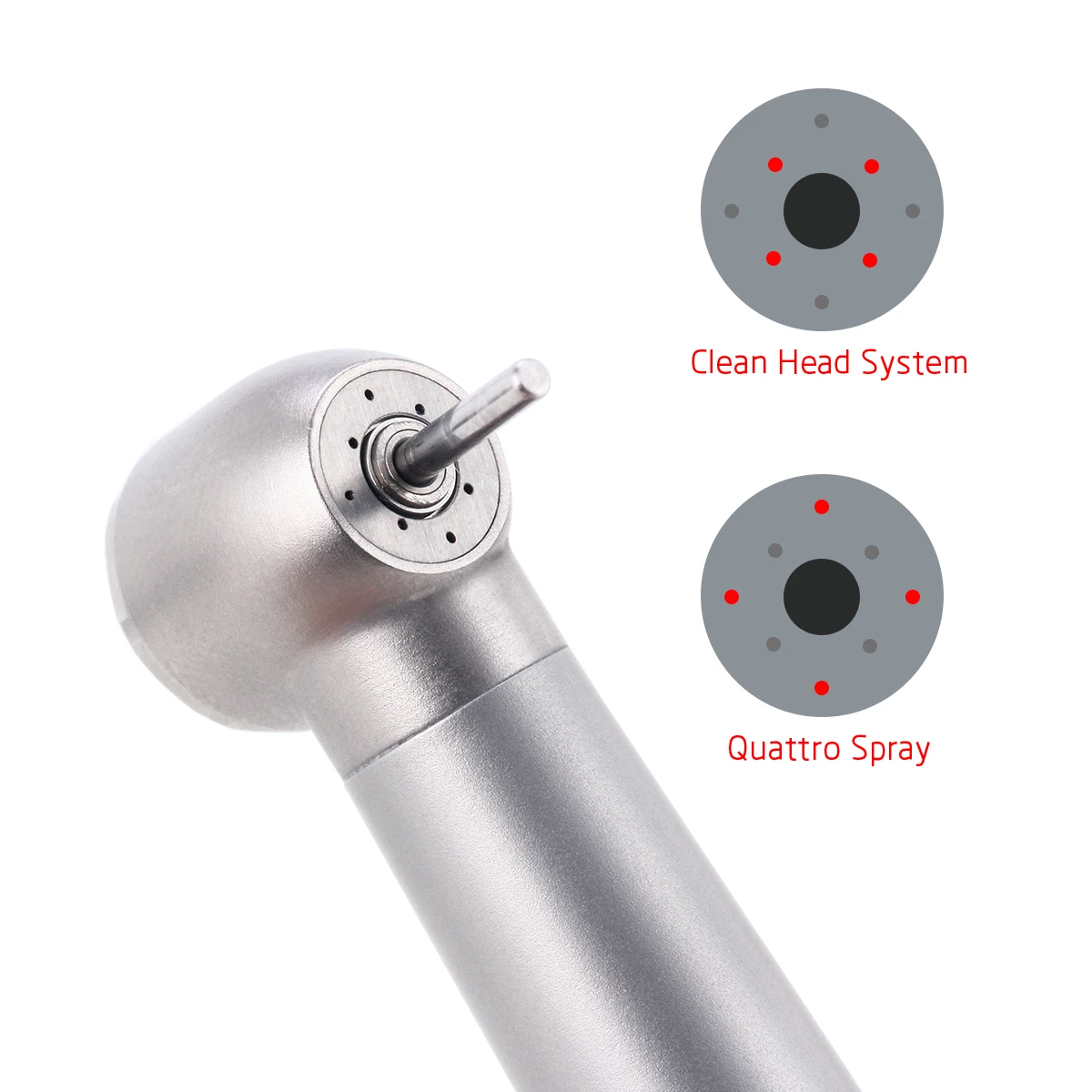 AZDENT Dental-Hochgeschwindigkeitshandstück, Keramik-Kugellager, Spray, sauberes Kopfsystem, Standardkopf-Druckknopf, 4 Löcher – Detail 6