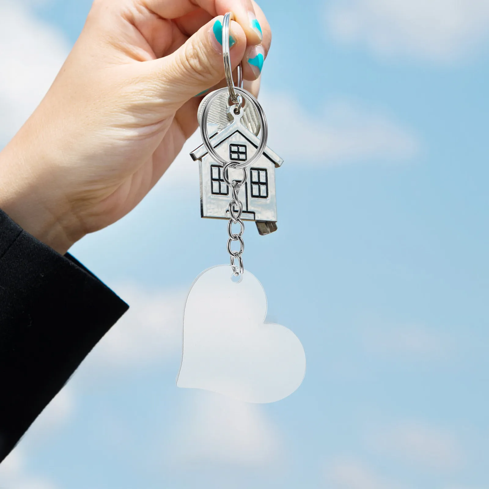 

30 шт. заготовок для брелоков в форме сердца, прозрачный акрил, для самостоятельного изготовления подвесок, декоративных украшений, для сублимации, для сумок, декоративные аксессуары