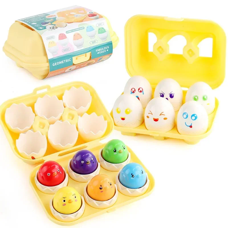 Juguetes Montessori para bebés, huevos inteligentes a juego, regalo de Pascua para niños, huevos coloridos con forma de Animal, juguete sensorial educativo de aprendizaje, 6 unids/set