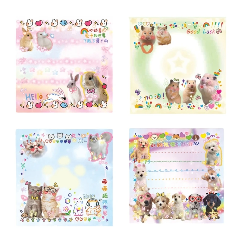 3x3Inch Ghi chú động vật hoạt hình 60 tờ Ghi chú tự dính Không có dòng để viết