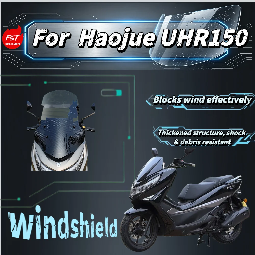 

For Haojue UHR150 Motorcycle Clear Front Wind Deflector Glass, Anti-scratch Windshield Panel, Special Modified Accessories