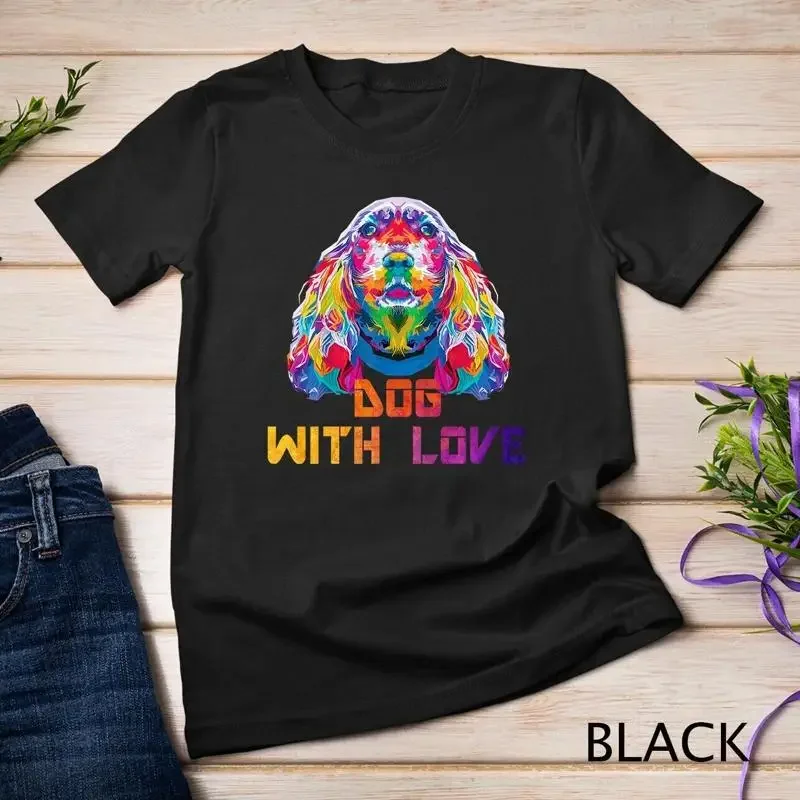 Colorful Colorful Cocker Spaniel Cute Geometric Dog pop art Unisex T shirt